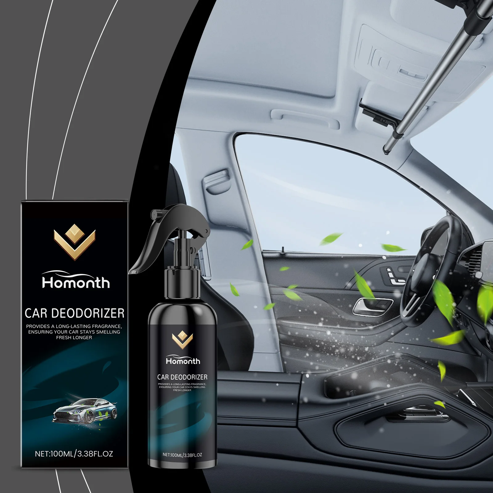 

Powerful Car Odor Eliminator & Air Freshener Spray - Neutralizes Smoke, Pet, Food Smells, Long-Lasting Fresh Fragrance