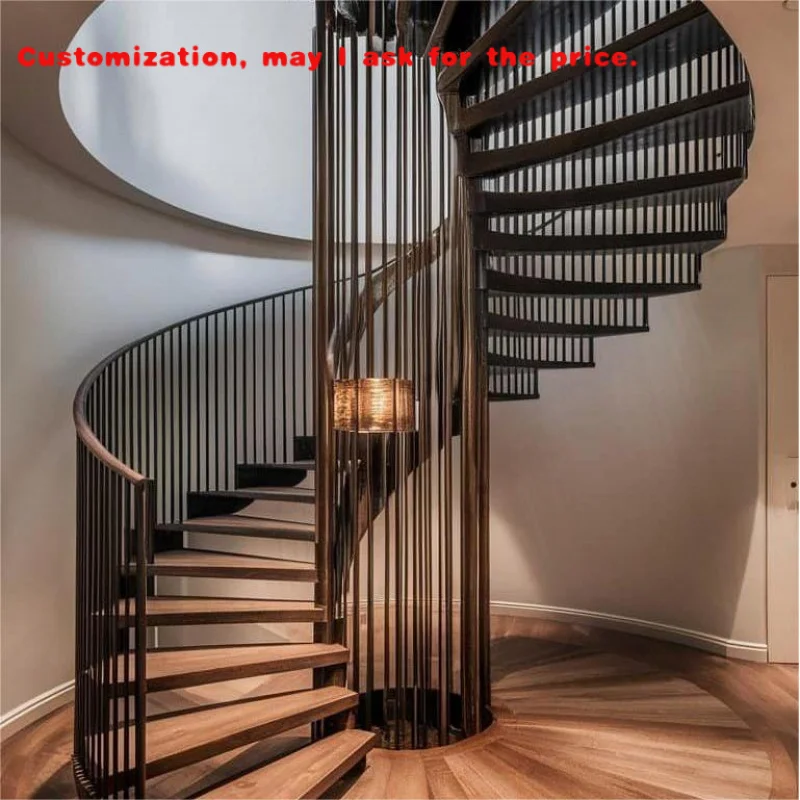 

на заказ. Современная лестница из углеродистой стали для дома, индивидуальная высота с нескользящими ступеньками, современный дизайн, Фошань