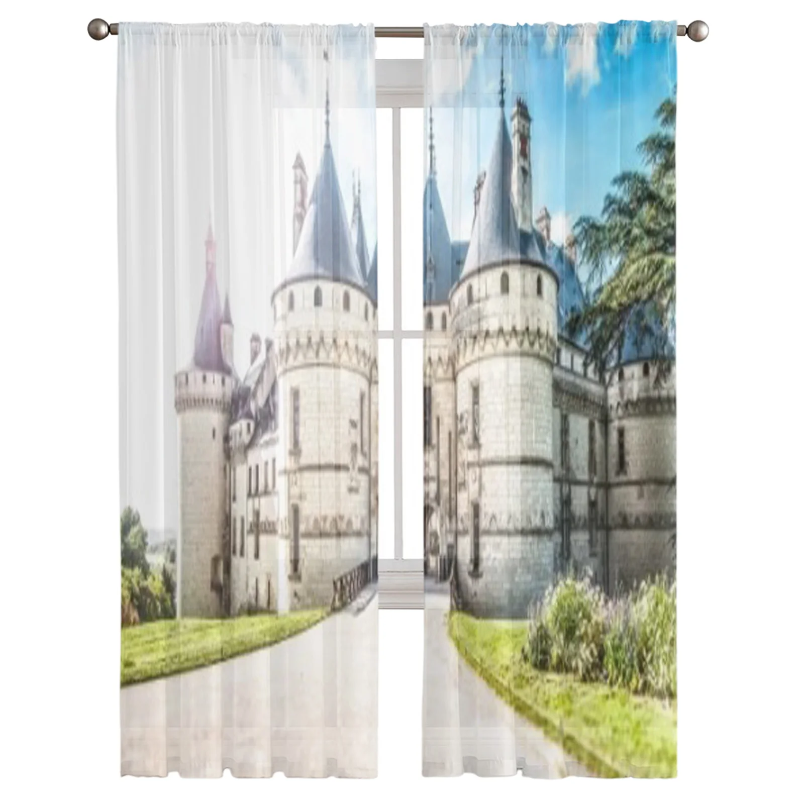 Grand Castle In France Europe Tulle Curtains For Living Room Sheer Curtain Bedroom Veil Organza Decorative Window Treatments