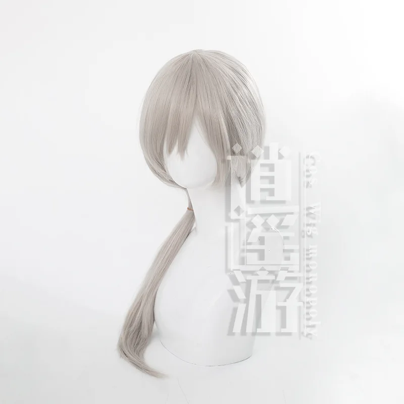 Peruka do cosplayu Chainsaw Man Quanxi, srebrnoszara, długi warkocz, prosty kucyk, prezent na Halloween