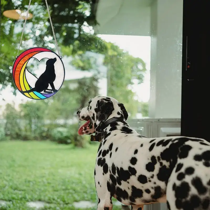 Dog Memorial Suncatcher Angel Dog Cat Memorial Ornament Pet Themed Sympathy Bereavement Black Cat Window Hang Decor For Pet Lost