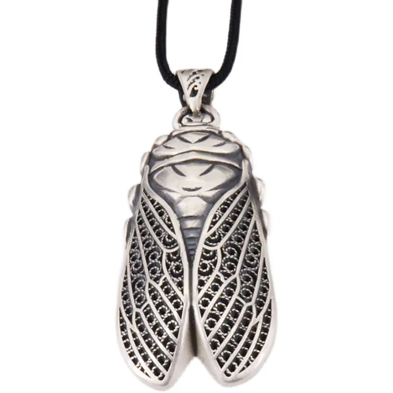 

Silver Cicada Pendant 925 Sterling Silver Vintage Sweater Chain Silver Necklace Pendant Cicada Male and Female Silver Pendant