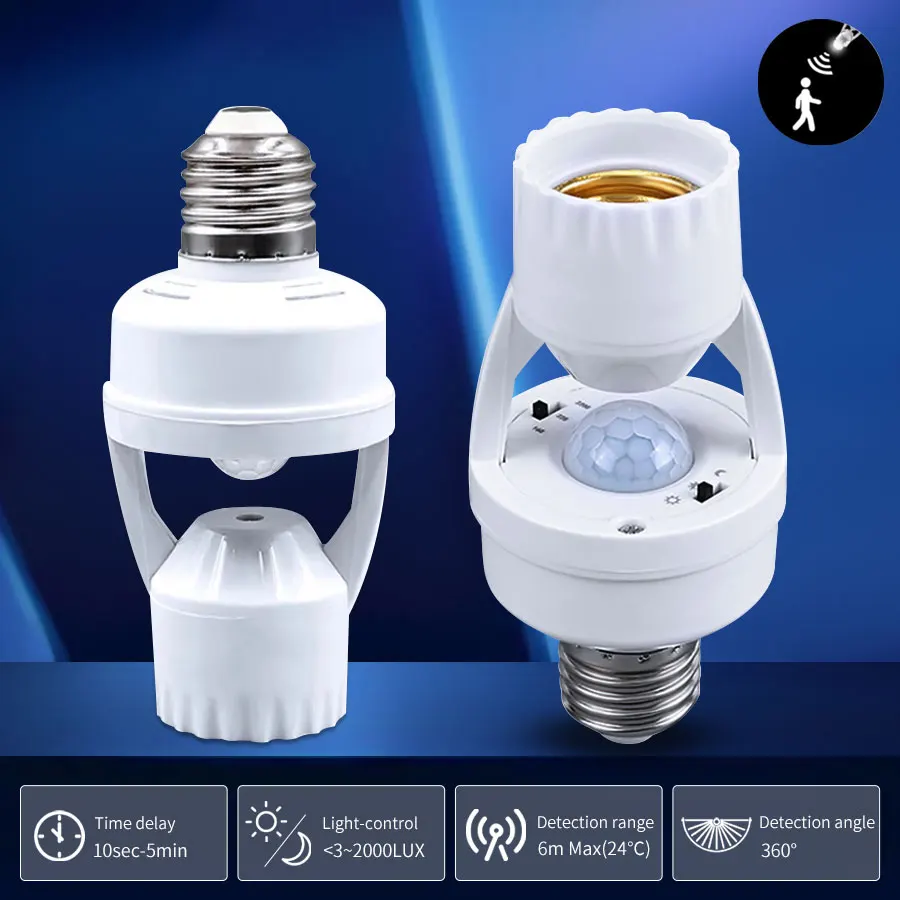 E27 LED لمبة محس حركة التبديل حامل المصباح التبديل لمبة حامل محول مأخذ التوصيل محول التعريفي مصباح الأشعة تحت الحمراء قاعدة AC85-265V