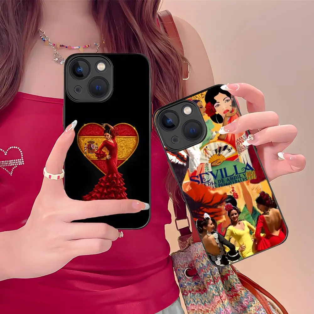 

Чехол для мобильного телефона в Испании с фламенко для iPhone 17, 16, 15, 14, 13, 12, 11 X XR XS 8 7 Air Pro Max Plus, мини-красочный силиконовый чехол