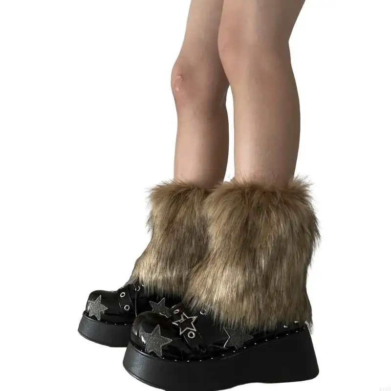 K1me Dames Faux Furs Leg Warmers Boot Winter Warm voetbedekking Y2K JK UNIFORMERDERS