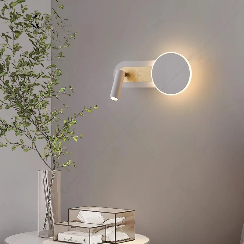 Modern Minimalist Wall Lamp Bedroom Bedside Lamp with Spotlight Home Master Bedroom with Switch Hotel Guest Room Wall Lamp