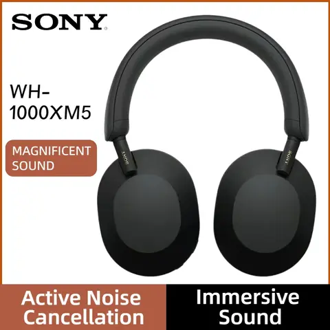 오리지널 소니 WH-1000XM5 무선 노이즈 캔슬링 이어폰 & 헤드폰, 오버 이어 스포츠 게임 이어버드, 베이스 스테레오 사운드 헤드셋