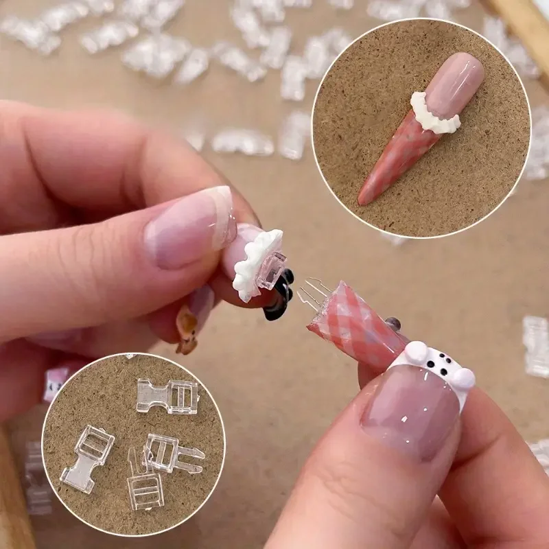 Fake Nail Extension Splicing Buckle Detachable Snap Transparent Invisible Nail Patch Fixator Nail Art Tools For DIY Decorations