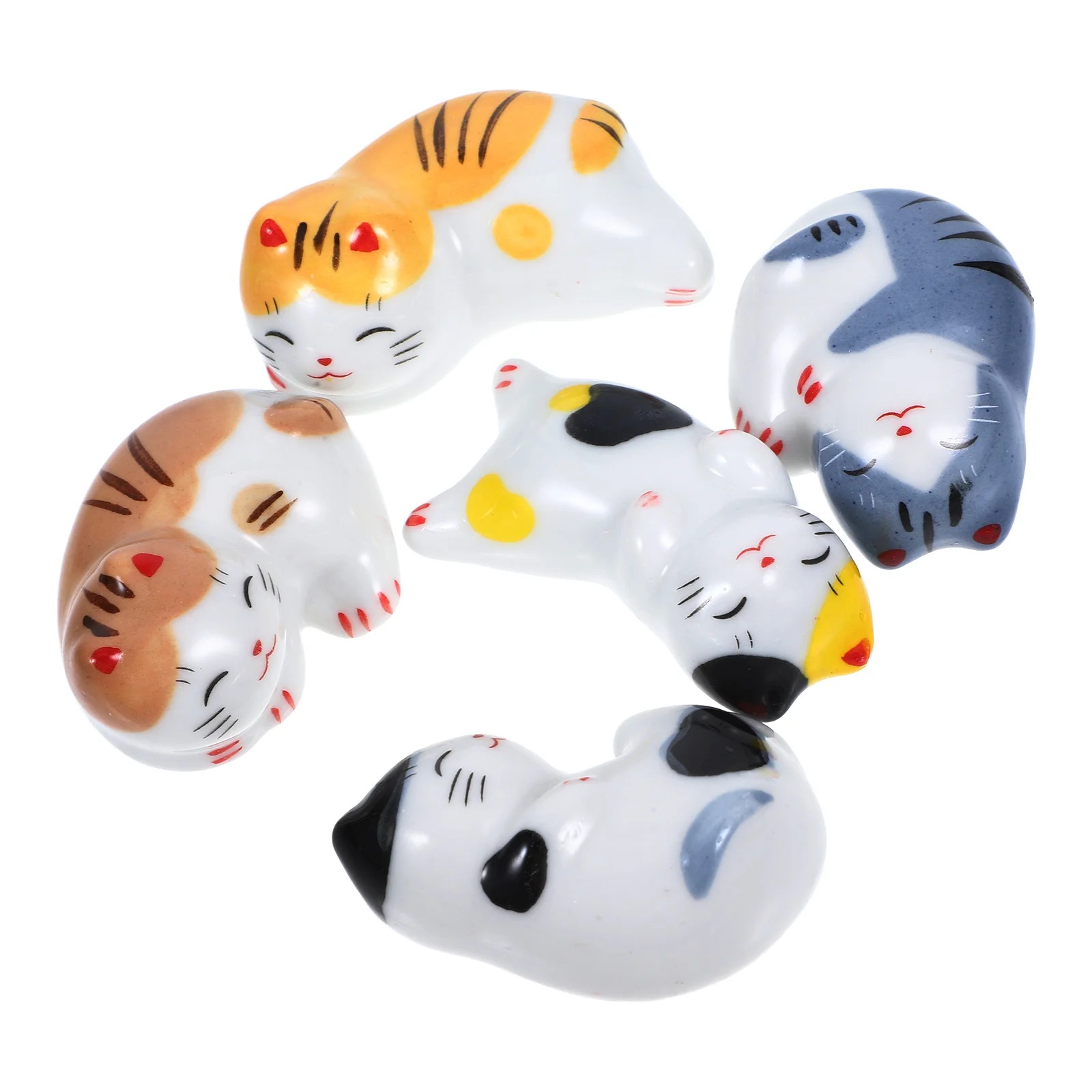 

5 Pcs Cat Chopstick Holder Cutlery Organizer Ceramic Chopsticks Rest for Table Stand Desktop Pillow Tabletop Cute