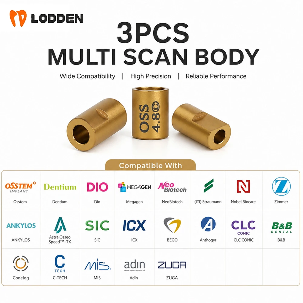 3PCS Dental Multi Scan Body Implant MU Scan Body for MIS Straumann Nobel NeoBiotech Megagen Osstem Dentium with Bridge Screw
