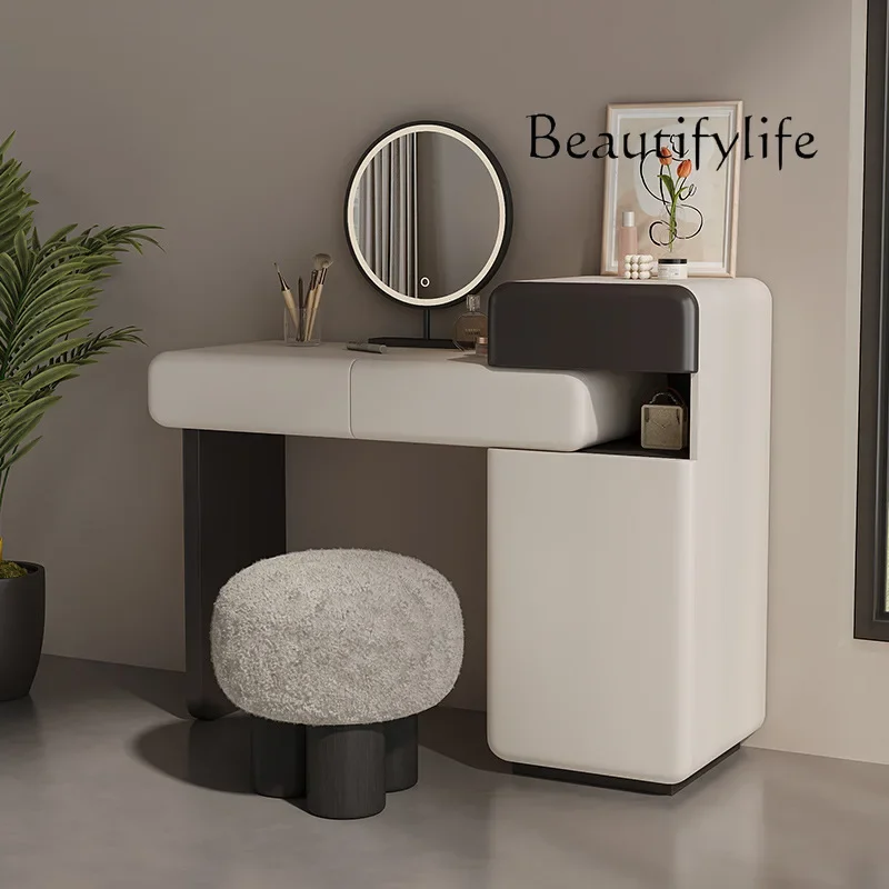 

X36 Solid Wood Dresser Bedside Table Integrated Small Apartment Master Bedroom New Light Luxury Minimalist Cream Style Makeup Ta