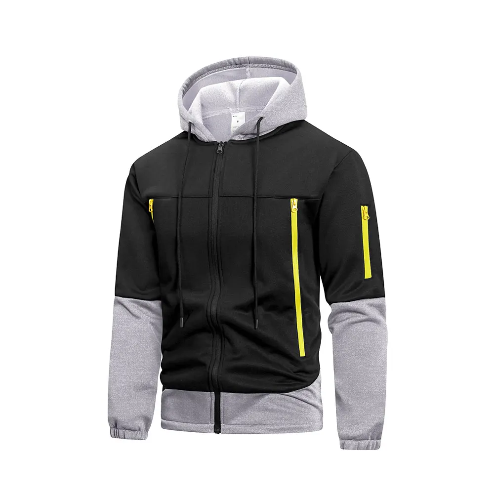 

Autumn Fleece Lining Jacket For Men Warm Casual Multiple Pockets Sportwear Zip Up Hoodies Outwear Climbing Running Gym Coats