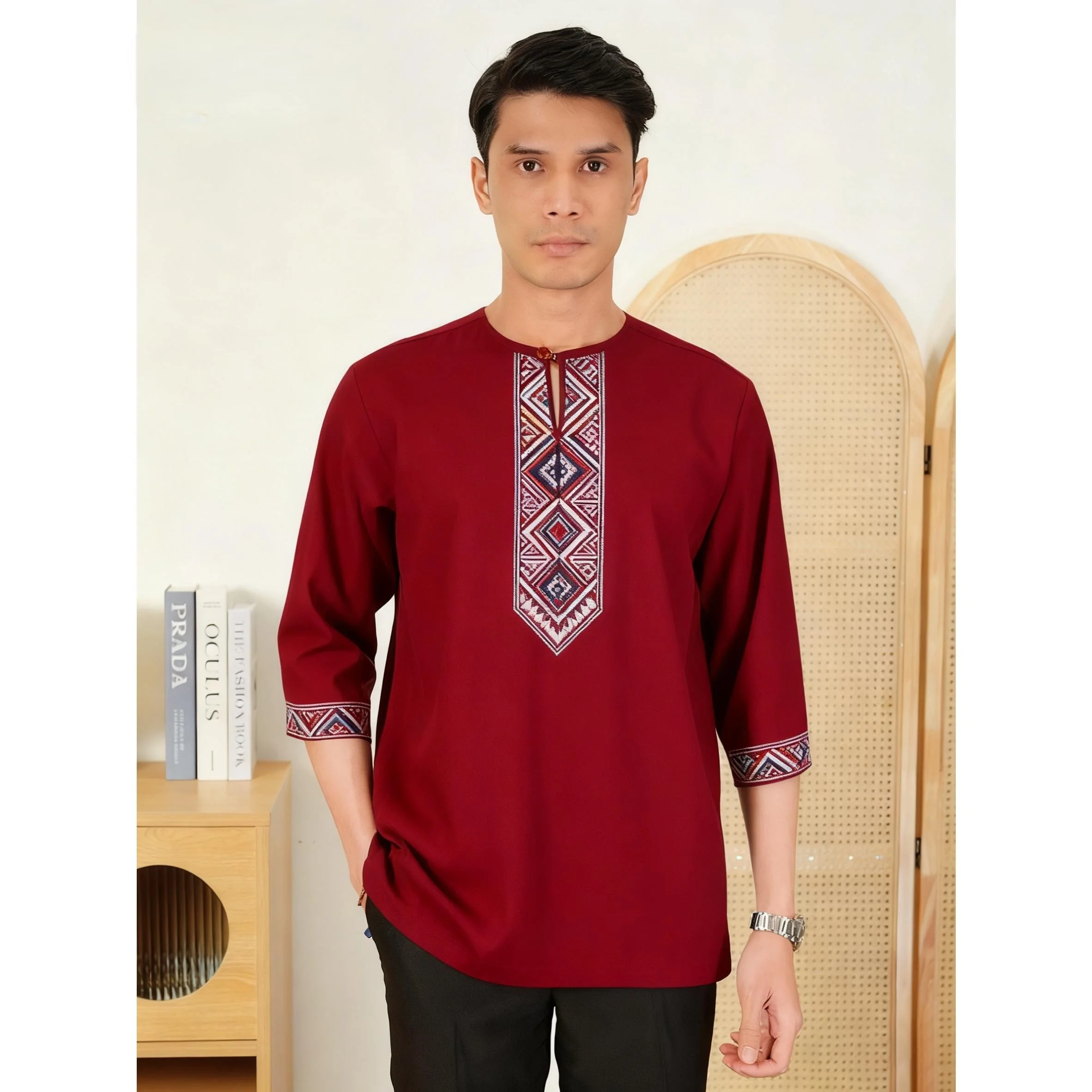 نسخة الشرق الأوسط نمط الشرق الأوسط شخصية إسلامية برونزية بأكمام قصيرة تي شيرت قمصان قميص Ropa Hombres مسلم #2