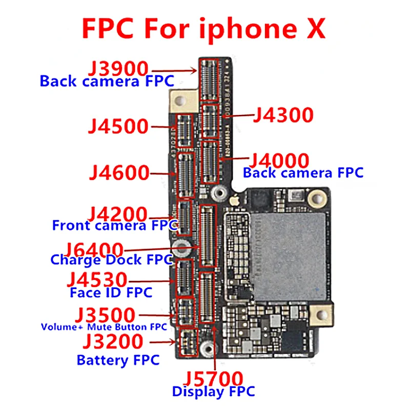 10pcs 3900 J4500 J4300 J4000 J4600 J4200 J6400 J4530 J3500 J3200 J5700 FPC connector for iphone X on board