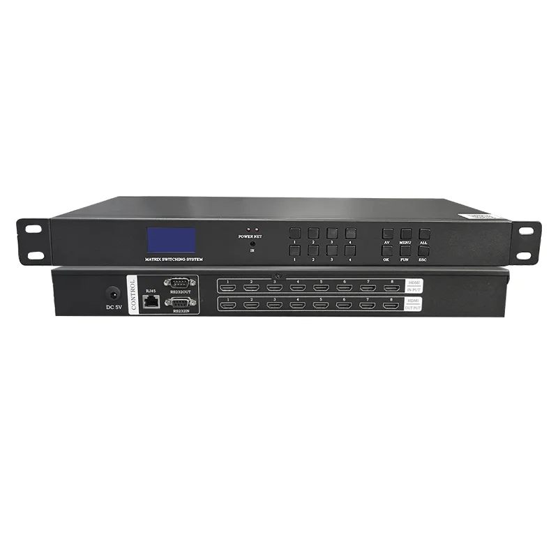 

4K@30Hz Rack Mount Switcher Splitter, EDID, RS232, LAN Port 4K HDM I Matrix Switch 8X8