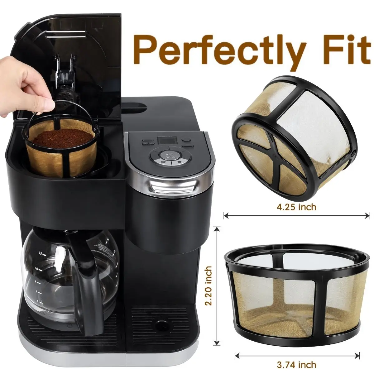 فلتر قهوة K Duo قابل لإعادة الاستخدام فقط لـ K-Duo Essentials & Brewers، سلة Carafe مرشحات القهوة المطحونة الشبكية الدائمة