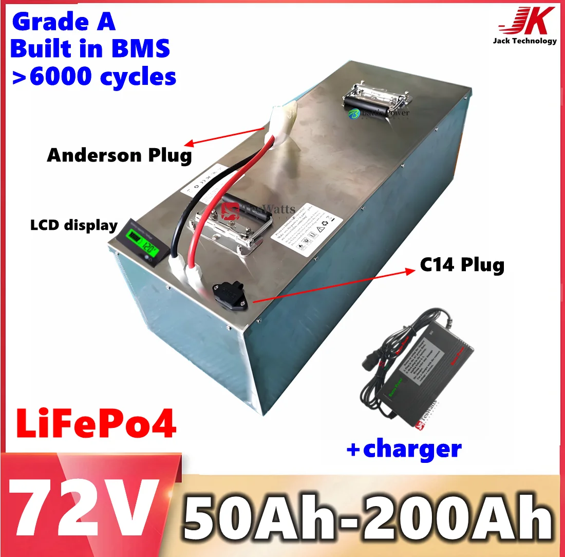 

72V Lifepo4 200Ah 50Ah 60Ah 70Ah 80Ah 100Ah 150Ah Lithium Battery for Electric Motorcycle Tricycle Four Wheeler Mini Car,AGV EV