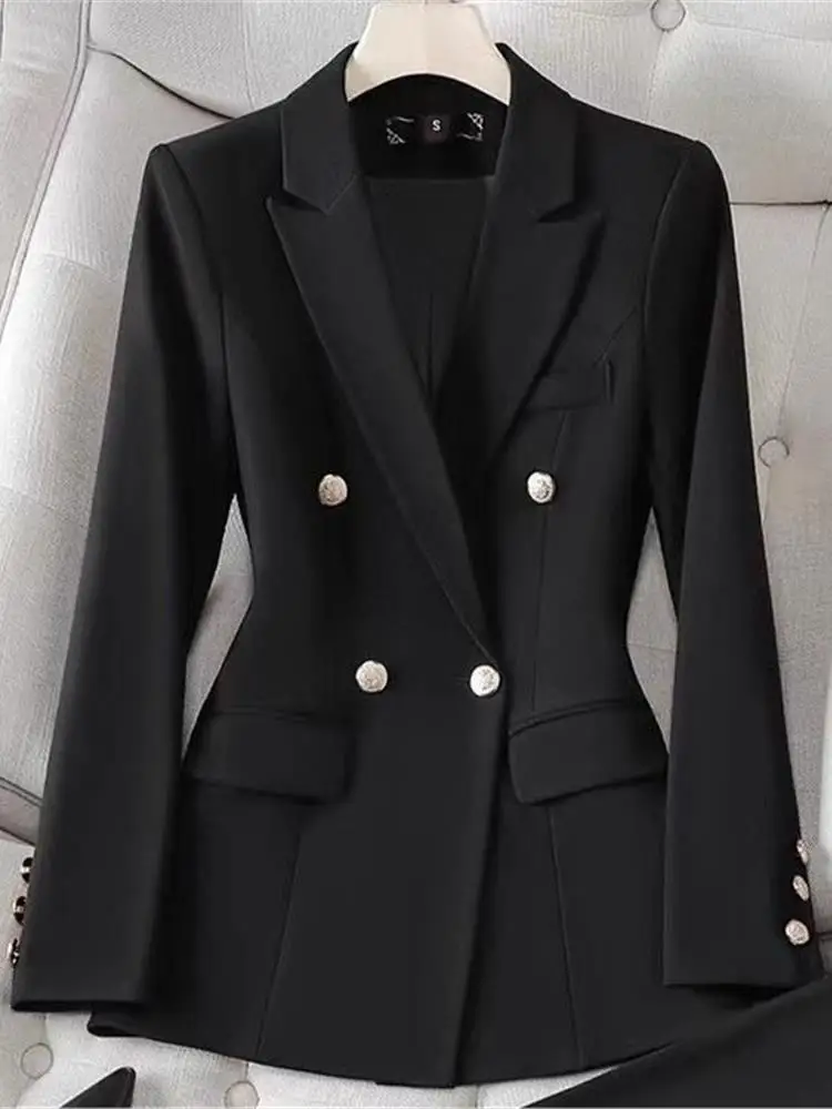 

Bla Formal Suit Jaet Women's Cleanfit Sle Long Sve Double Breasted Office Wear Spring Autumn Slimming Godd Look