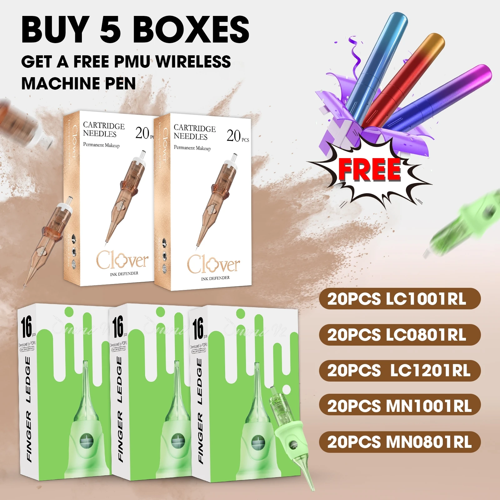 

POPU PMU SMP Cartridge Tattoo Needles Kits 1RL Round Liner Permanent Makeup Eyeliner Hair Scalp Lips Microblading for Tattoo Pen