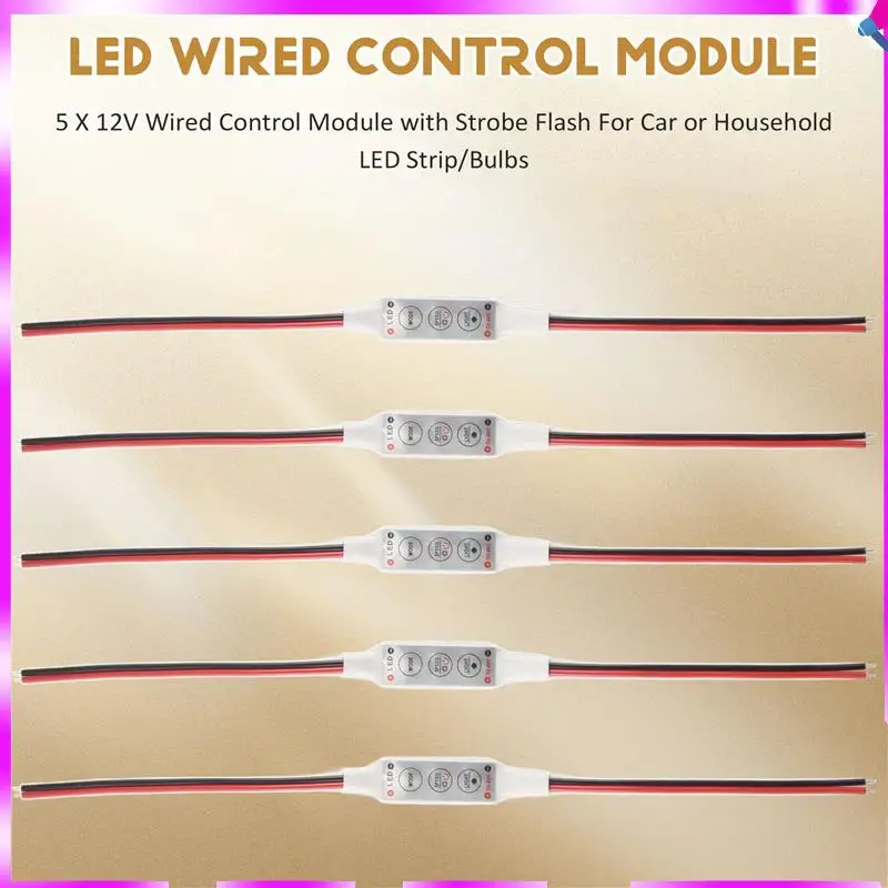 N96R 5 X 12V Wired Control Module With Strobe Flash For Car Or Household LED Strip/Bulbs