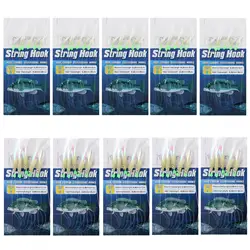 10 Packs Luminous Sabiki Rigs Fish Skin String Hooks, Size 4# & 8# Mixed Fishing Lure Hook for Ocean / Lake / River  Fishing