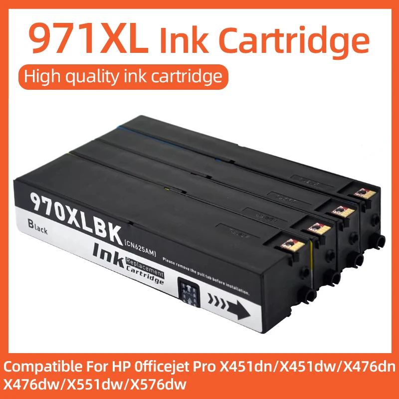 970XL 971XL Ink Cartridge Pigment ink Compatible for HP Officejet Pro X576dw X476dw X476dn X551dw X451dw X451dn Printer 4Colors