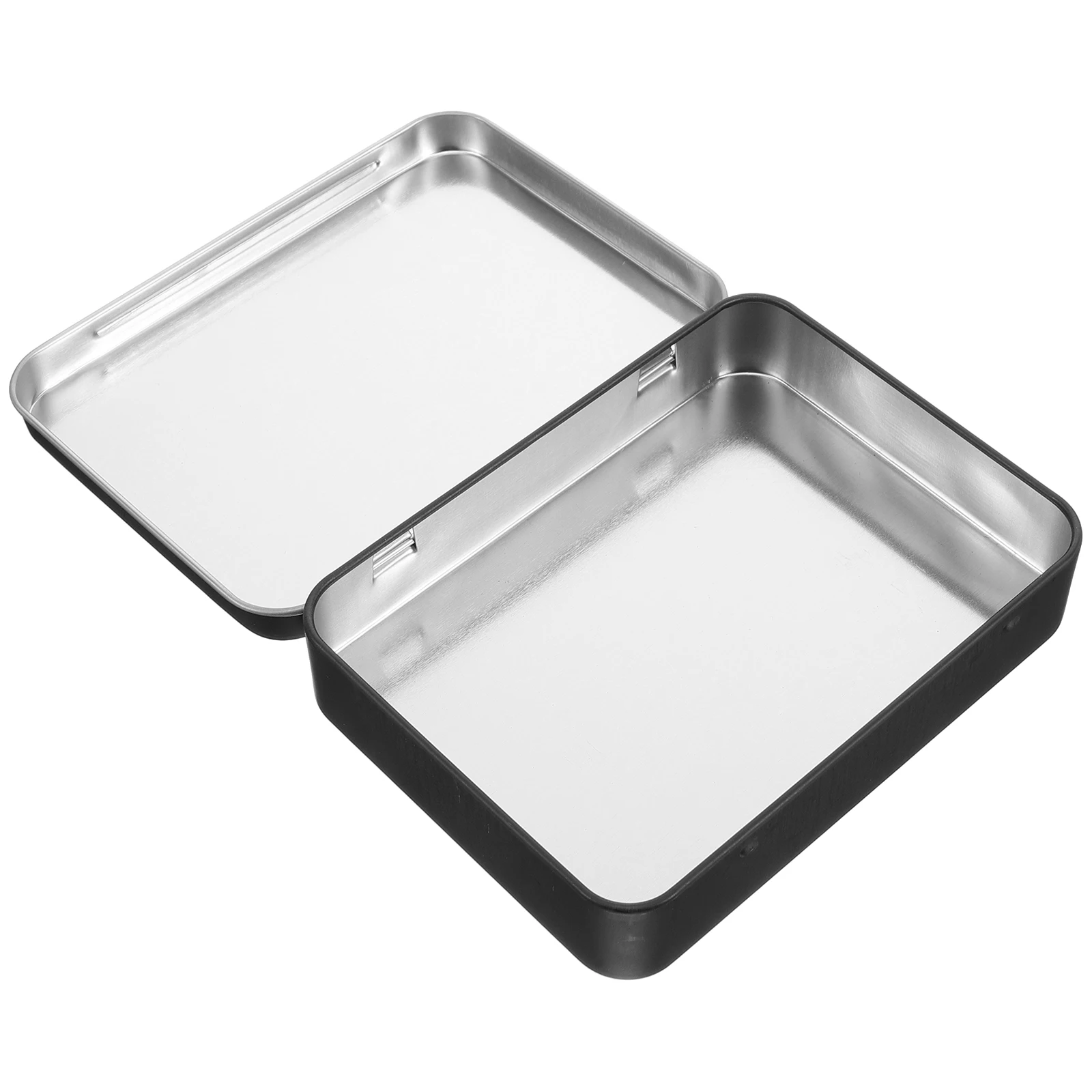 

Rectangular Tinplate Box Durable Metal Storage Holder Hinged Lid Smooth Surface Candy Jewelry Organizer Tin Box with Lid