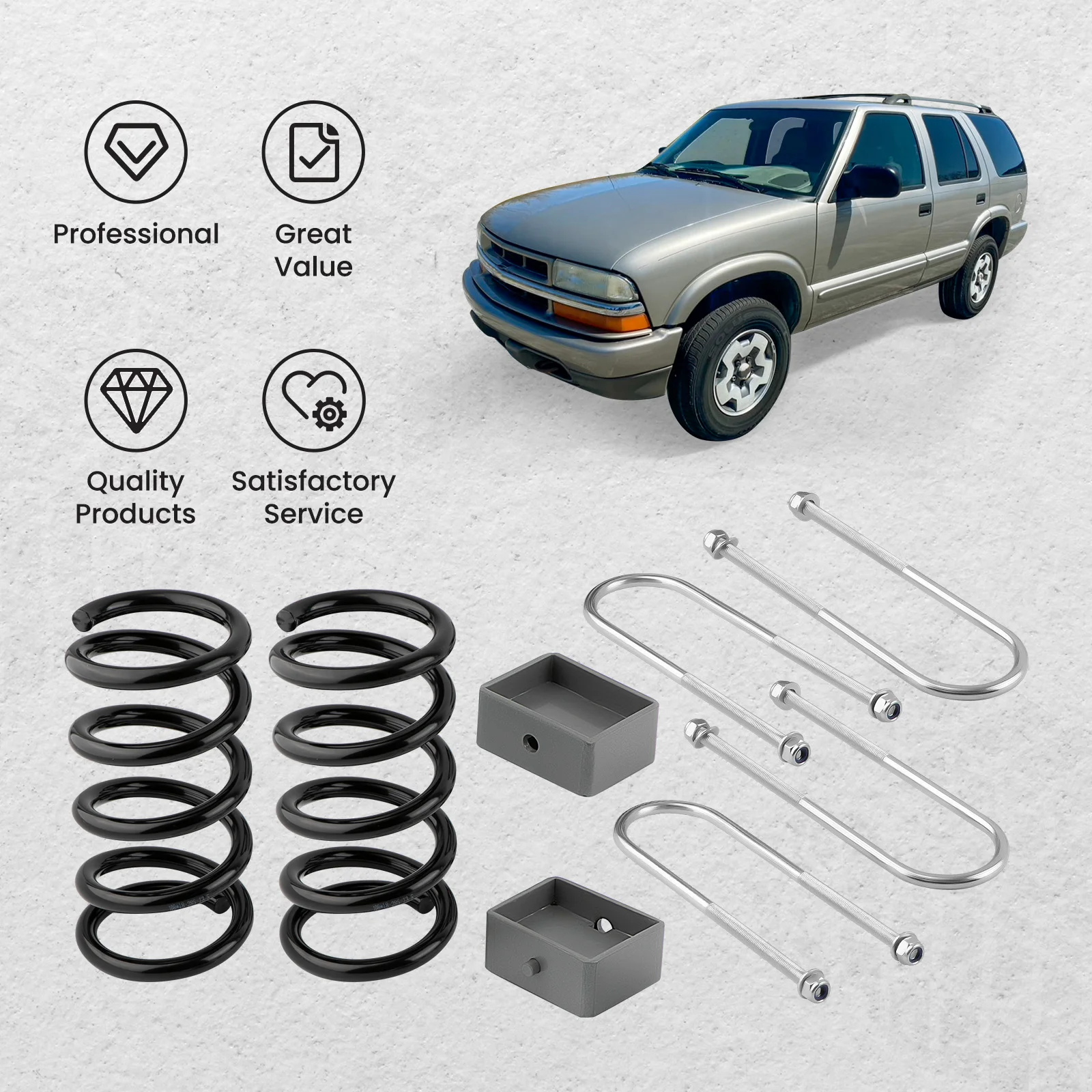 

Комплект опускания винтовой пружины 3/4 дюйма для Chevy S10 GMC S15 Sonoma Jimmy 1982-04
