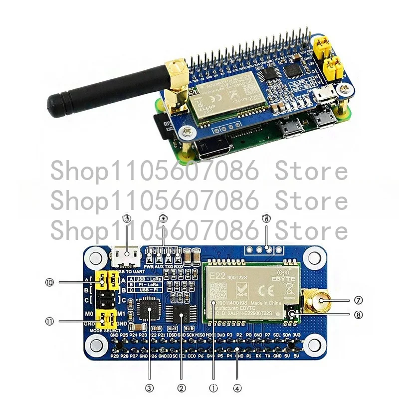 Suitable for Raspberry Pi LoRa Expansion Board SX1262 915MHz Band