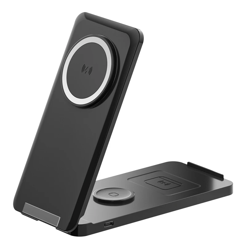 

Складная многофункциональная вертикальная подставка, магнитное беспроводное зарядное устройство, подходящее для мобильных телефонов, часов, наушников, черного цвета-ELEC