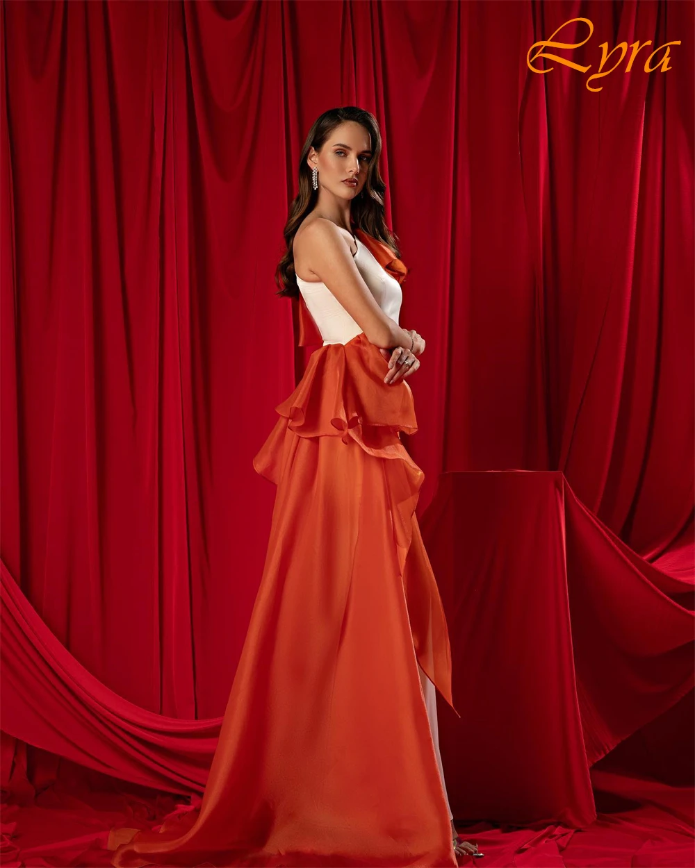 Customized Satin One Shoulder Mermaid Evening Dress Classic Panel Train Party Dresses Temperament  Special Occasion Gowns