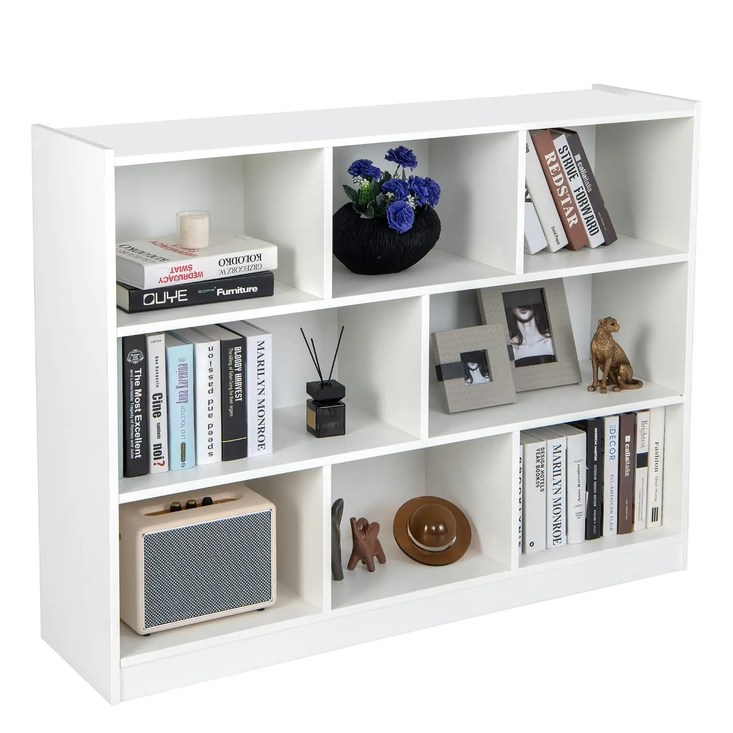 3-Tier 8-Cube Open Shelf Wood Display Bookcase Storage Organizer, Customized