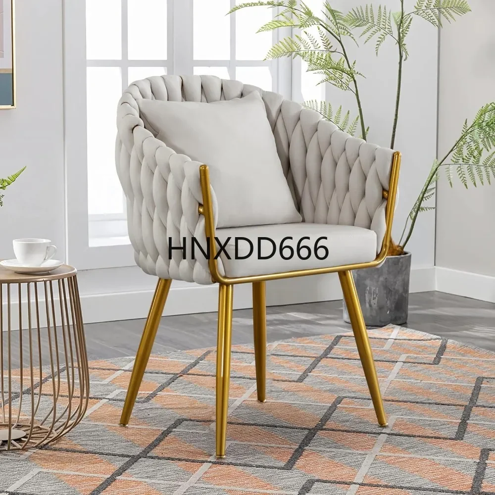 Curved High Backrest Round Upholstered Dining Chair with Headrest, for Living Room,