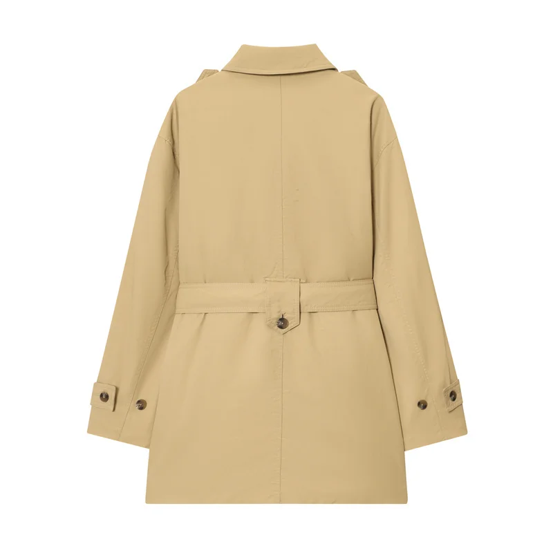 

Женский плащ, осень 202, новый стиль, хаки, с длинным рукавом и поясом, простой стиль, уникальный британский стиль