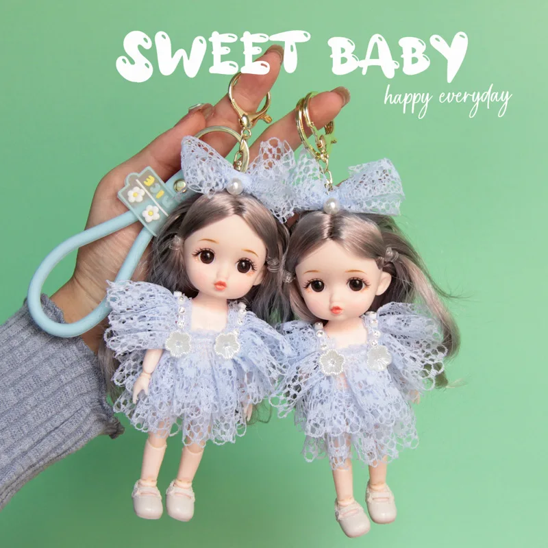 سلسلة مفاتيح دمية مقاس 17 سم، حقيبة مدرسية للأطفال، هدية عيد ميلاد للفتيات الصغيرات #4