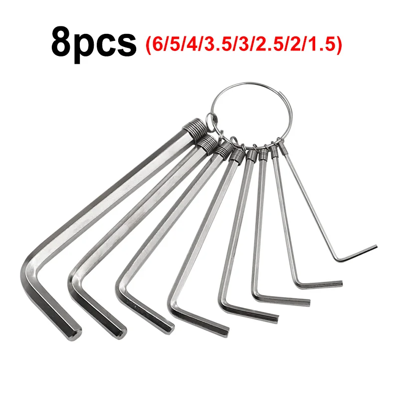 8pcs 10pcs 0.5-10mm Mini Hexagon Hex Allen Key Chain Set Wrench Screwdriver Kit Alloy Steel Tool