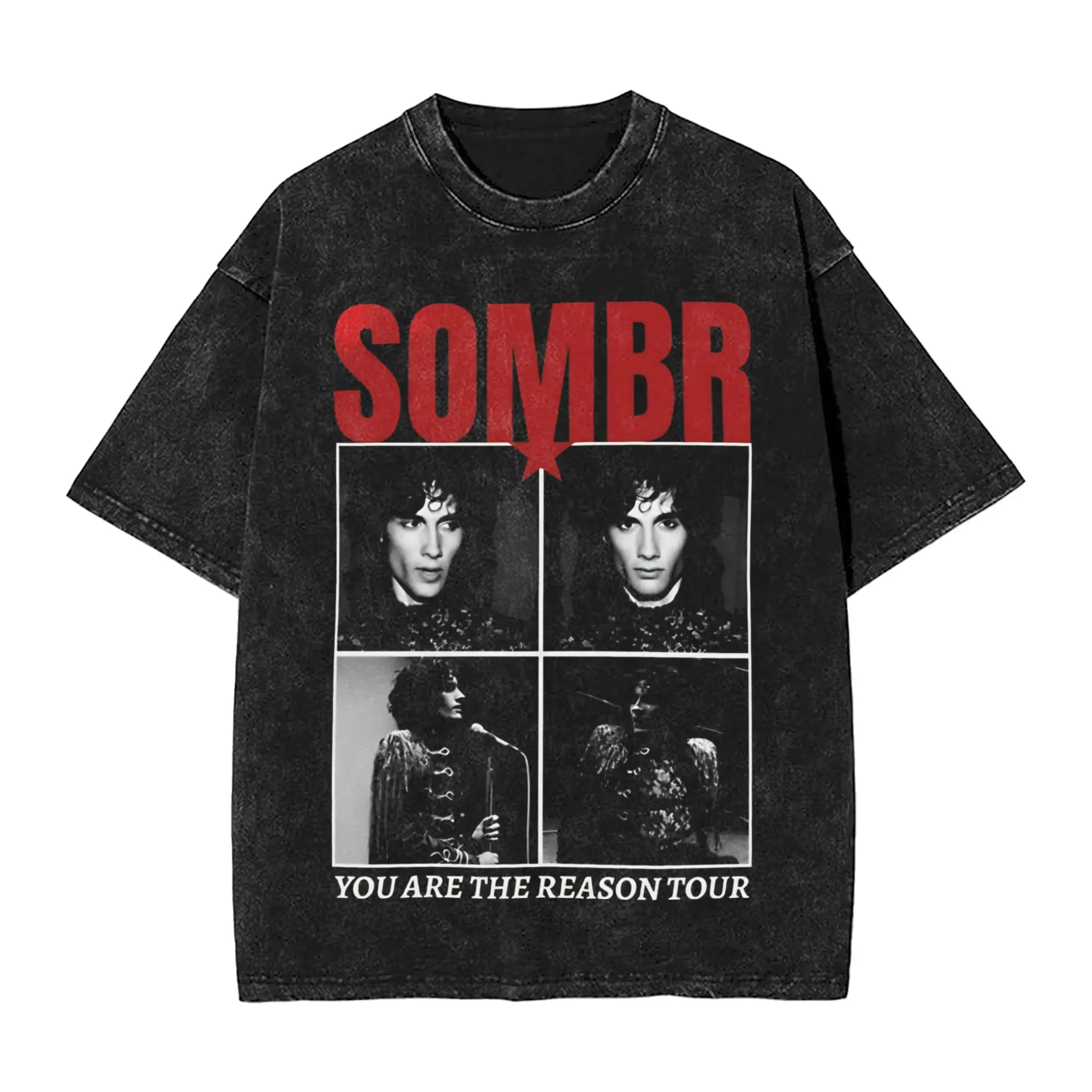 Sombr Youare The Reason World Tour 2026-2027 Washed T Shirt Streetwear Hip Hop Vintage T-Shirt  Tees Tops for Men Women