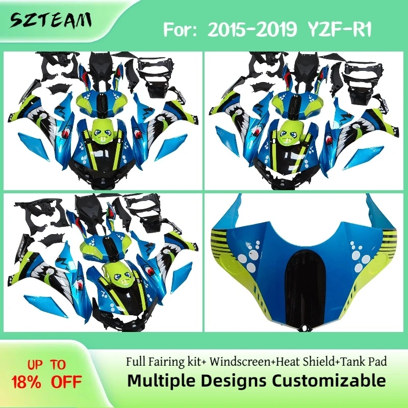 For YAMAHA YZF-R1 2015-2019 Injection Molded Fairing Kit YZF R1 15-19 Color-Matched Motorcycle Panels Fairings