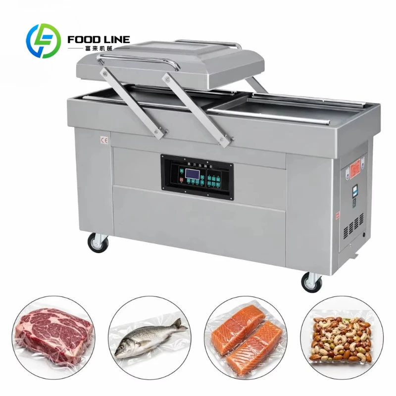Customized Electric Double Chamber Vacuum Packaging Machine Large Capacity Semi-Automatic for Meat Sausage Food Commodity