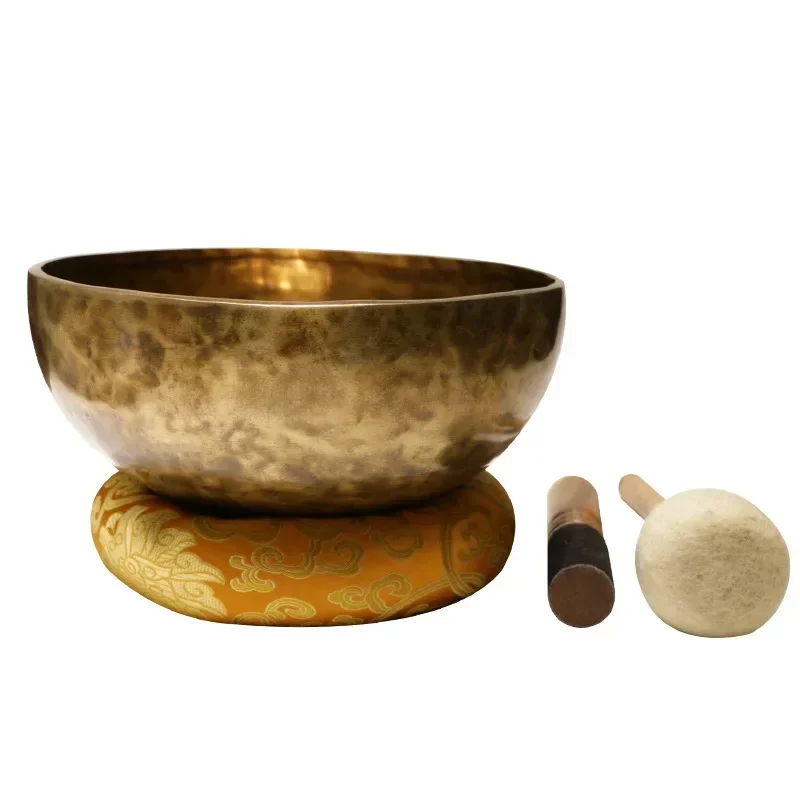 Large Tibetan Singing Malang Bowl Set Vintage Brass Bowl Sound Healing Instrument Copper Bonsai Pretty Instrument Meditation