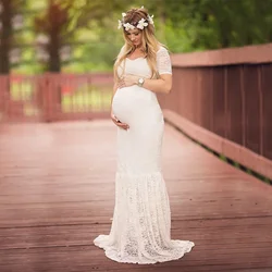 2023 syrenka fotografia sukienka ciążowa rekwizyty seksowna koronkowa suknia Maxi do sesji zdjęciowych kobiet ciąża ubiera ubrania