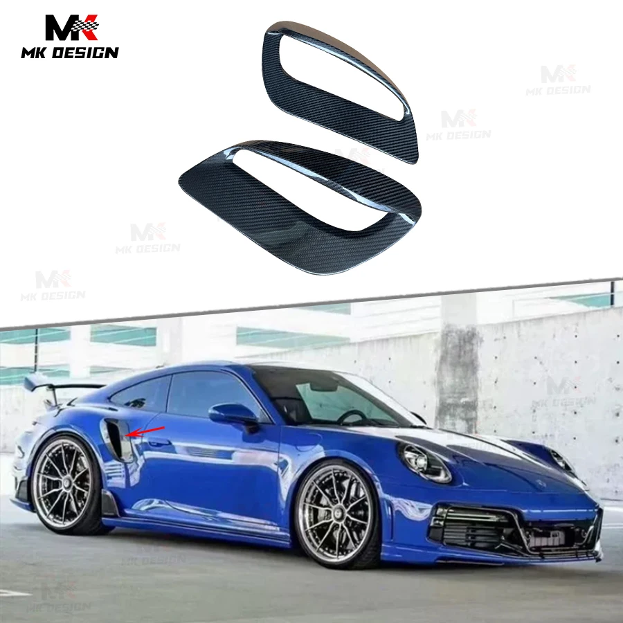 

Боковые воздуховоды из углеродного волокна для Porsche 911 992 Turbos 2019-2023, совки воздухозаборника на боковое крыло, автомобильные аксессуары