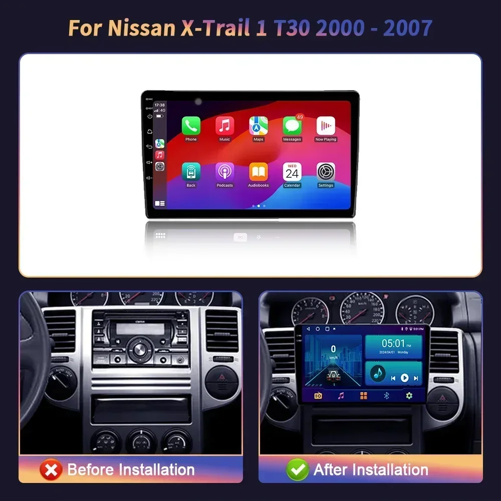 For Nissan X-Trail 1 T30 2000-2007 Car Radio Android 14 Car Radio Multimedia Navigation Wireless Carplay Stereo Screen 2DIN GPS