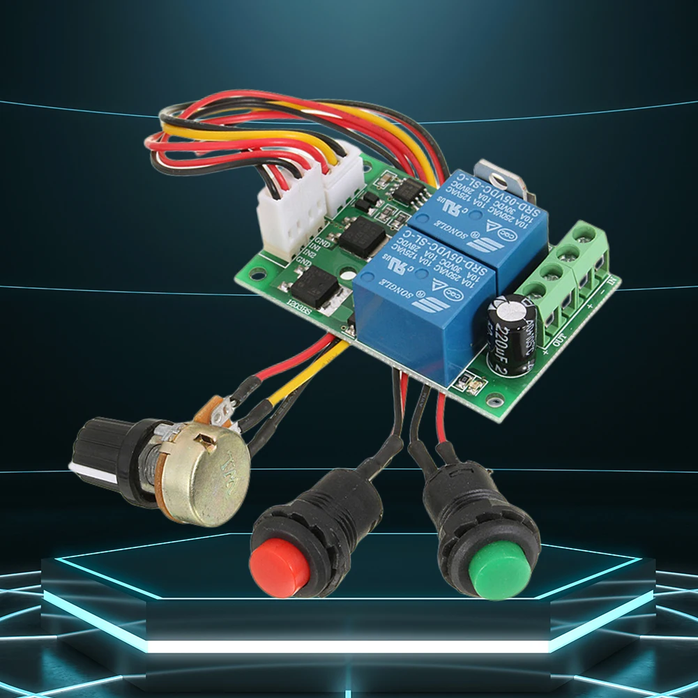 DC6-24V PWM Motor Governor Linear Actuator 3A PWM Speed Control Drive Module Adjustable Forward and Reverse Button for Switch