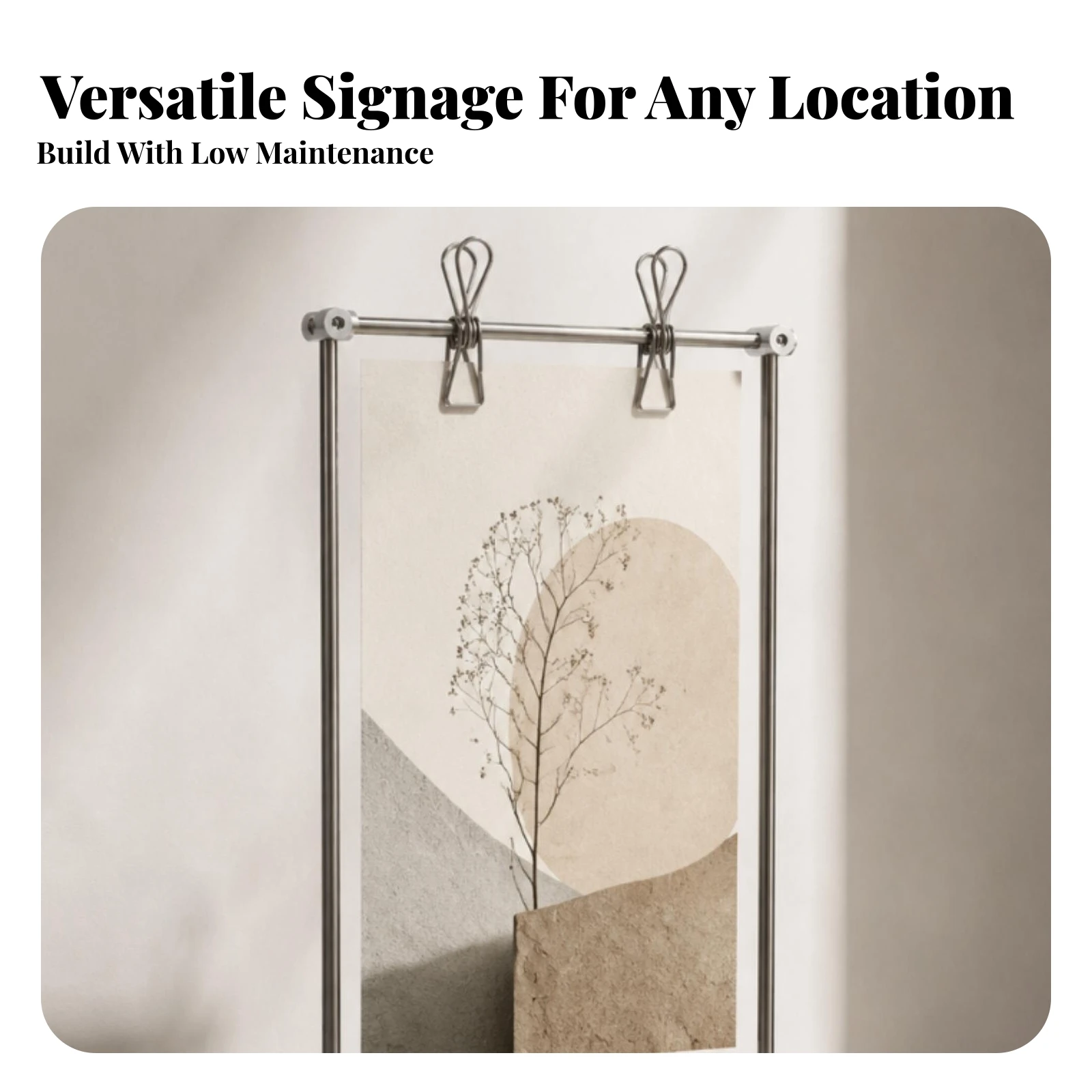Freestanding Poster Display Stand Easy to Use Stainless Steel Sign Holder Stainless Steel Frame Sign Holder Sleek Modern