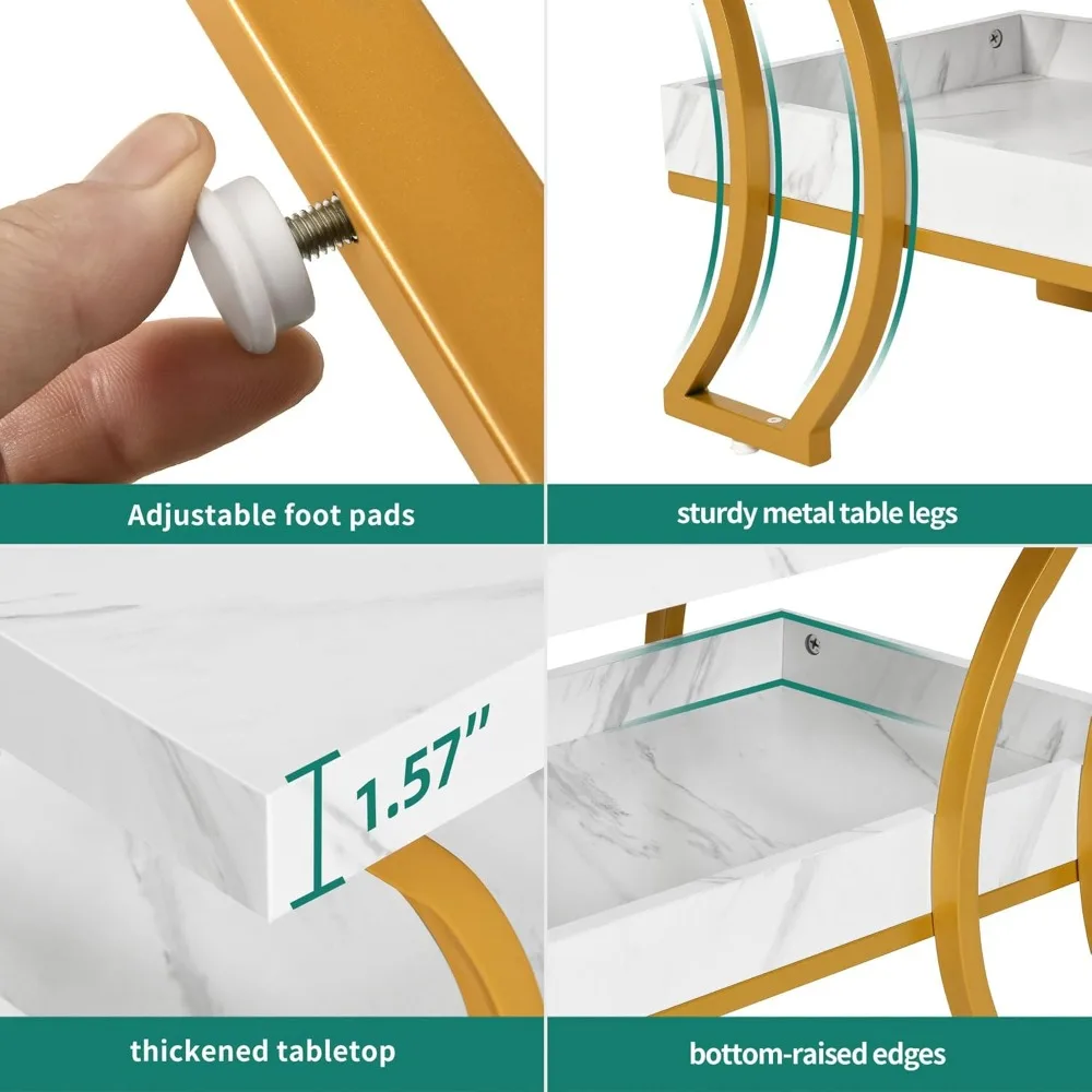 طاولات القهوة الحديثة لغرفة المعيشة طاولة القهوة الرخامية البيضاء طاولة القهوة Led مع تخزين طاولة مركزية خشبية من طبقتين