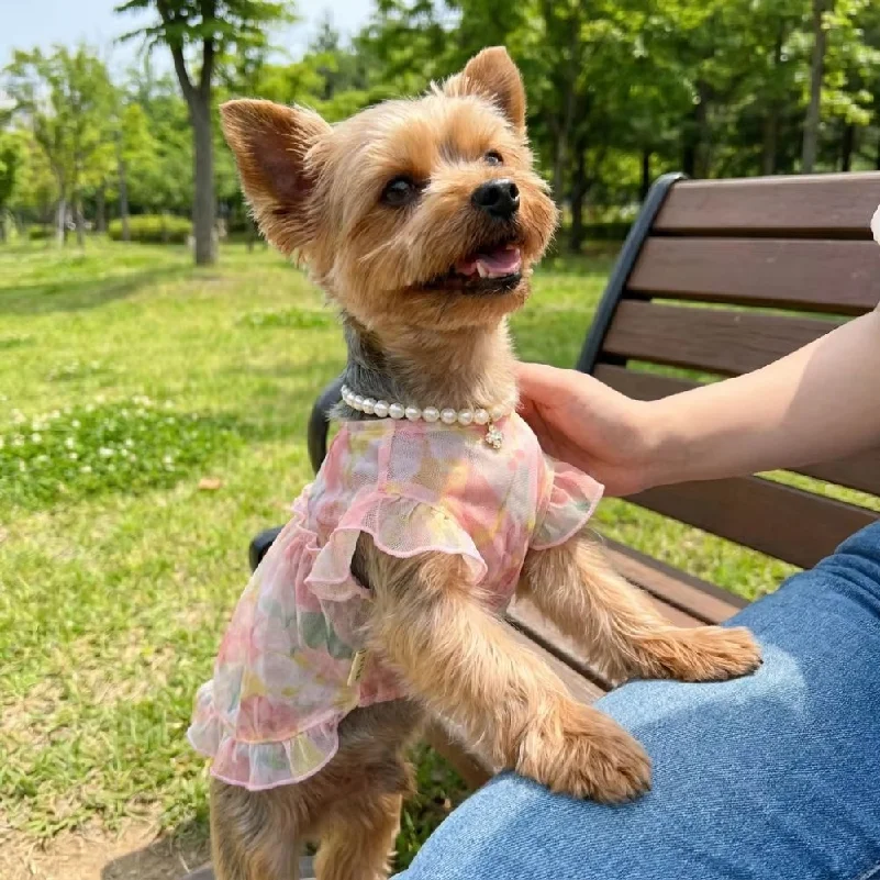 Thin Breathable Dog Cooling Vest Sun Protection Princess Style Pet Vest T-Shirt Soft Fly Sleeve Pet Dog Dress Daily Wear