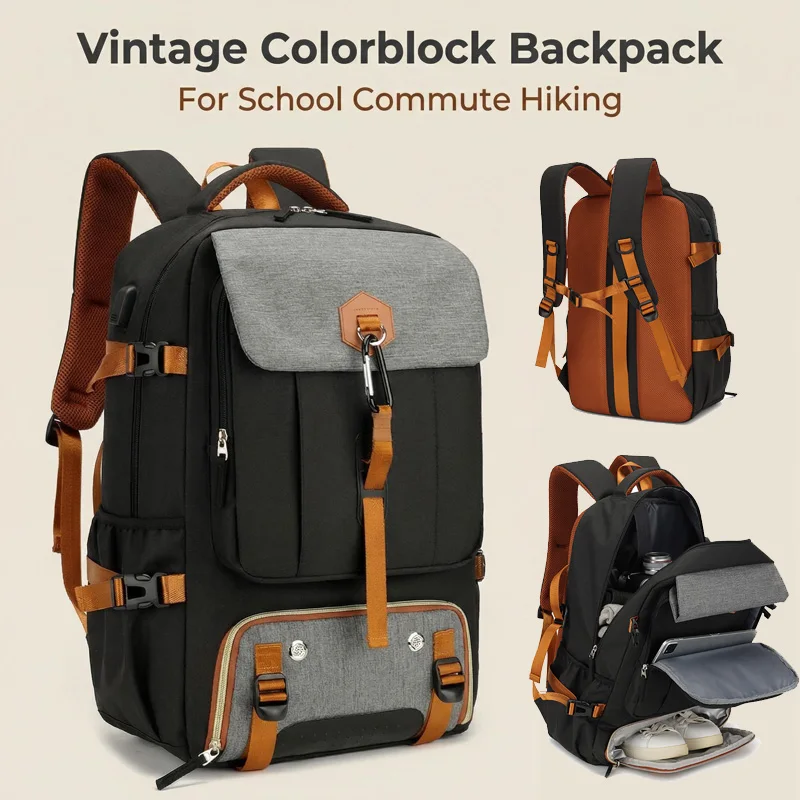 

Large capacity travel, hiking, sports backpack, durable luggage bag, laptop, airplane (black, large)