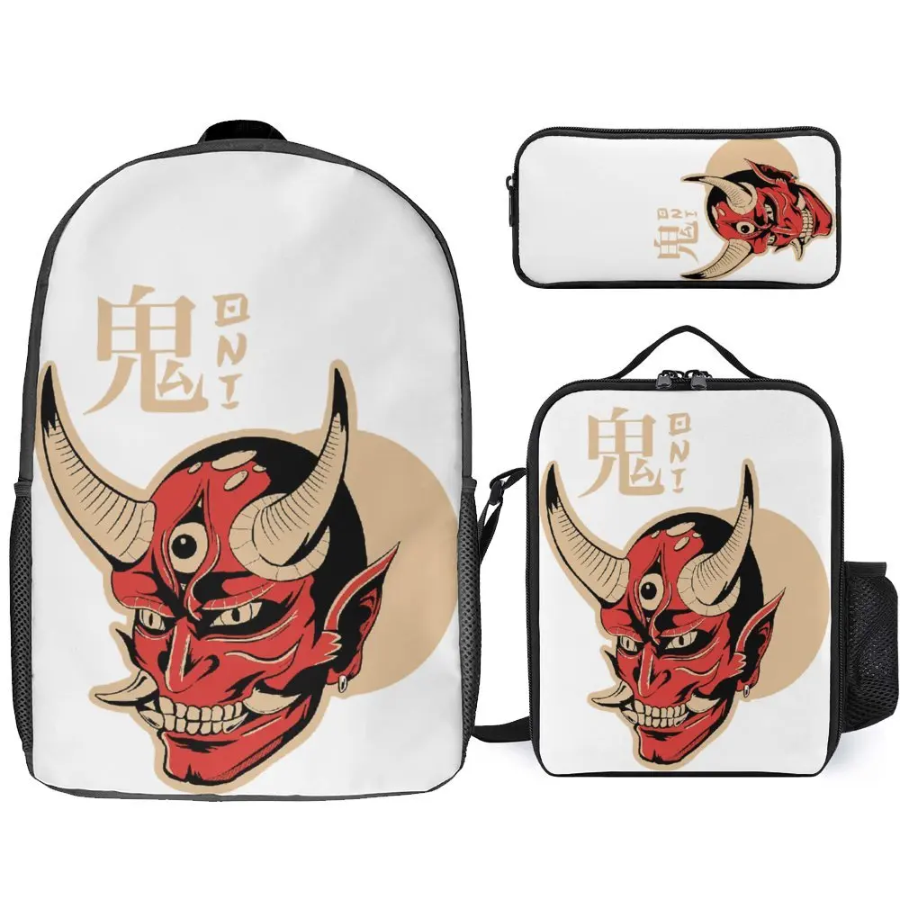 Yokai  Oni Demon Lasting Cosy Toothpaste 3 in 1 Set 17 Inch Backpack Lunch Bag Pen Bag Summer Camps Premium