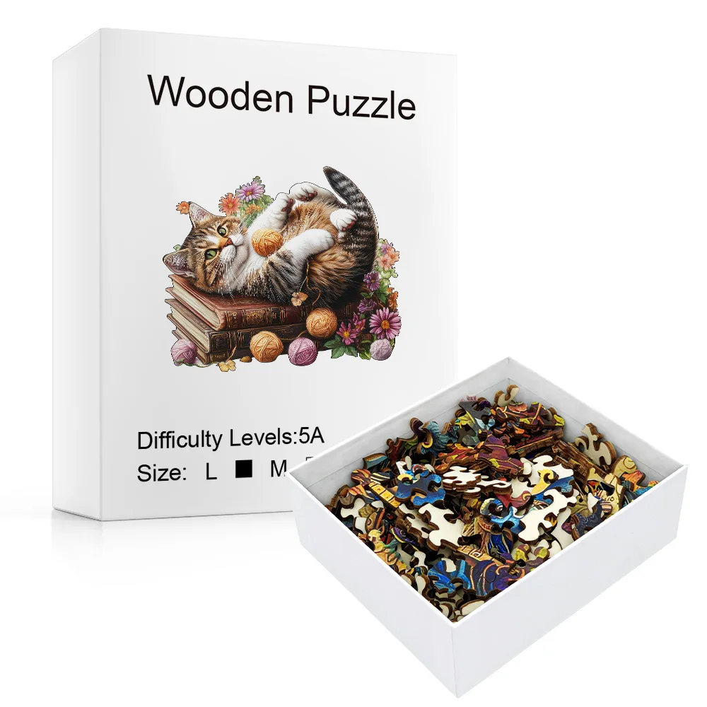 ปริศนาไม้แมว : รูปทรงสัตว์ผิดปกติ ไม้อัดคละสี – เกมปริศนาสําหรับผู้ใหญ่ ตกแต่งบ้านและของขวัญปาร์ตี้ – ผ่อนคลาย Brain T